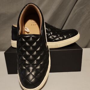 Black Quilted Slip-On Shoes
